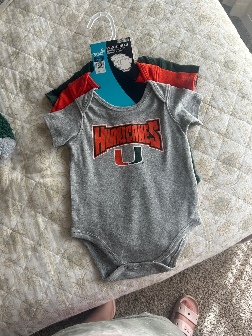 Set of three  Miami Hurricanes baby onesies size 3-6months